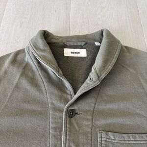 Buck Mason Cardigan Olive Green Classic 100% Cotton Mens Size L Large Classic